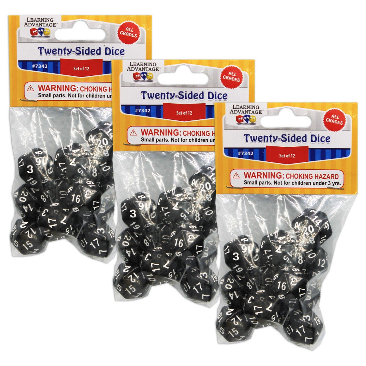 Learning Advantage 20-Sided Polyhedra Dice – Multipack of 36
